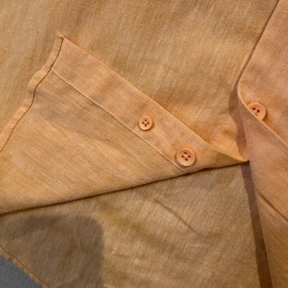 Bachrach Linen Blend Button Down Shirt Orange Long Sleeve Lightweight Casual XL - Picture 8 of 8